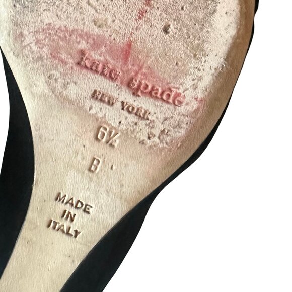 Kate Spade New York Black Peep Toe Wedge Sandals Cutout Velvet Size 6.5 Women's - Picture 10 of 11